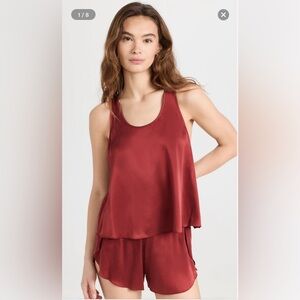 Lunya Washable Silk Tank Sleepwear Set in Morana Crimson, Size Medium, NWOT